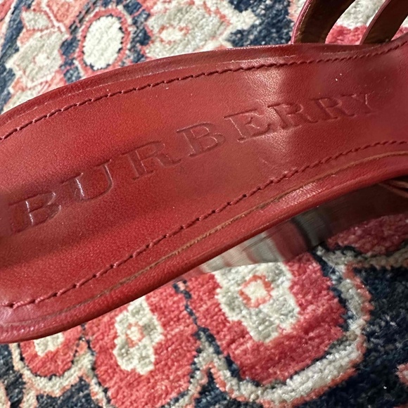 Burberry Red Leather Open Toe Ankle Strap Wedge Sandals main image 14